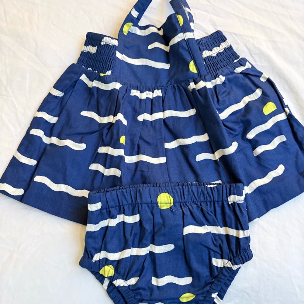 Hanna Andersson Blue and Yellow Kids Dress Set